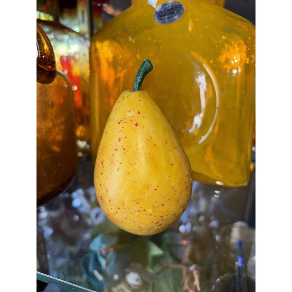 Vintage Stone Fruit Pear • Marble Alabaster Hand‑Carved Decor VTG